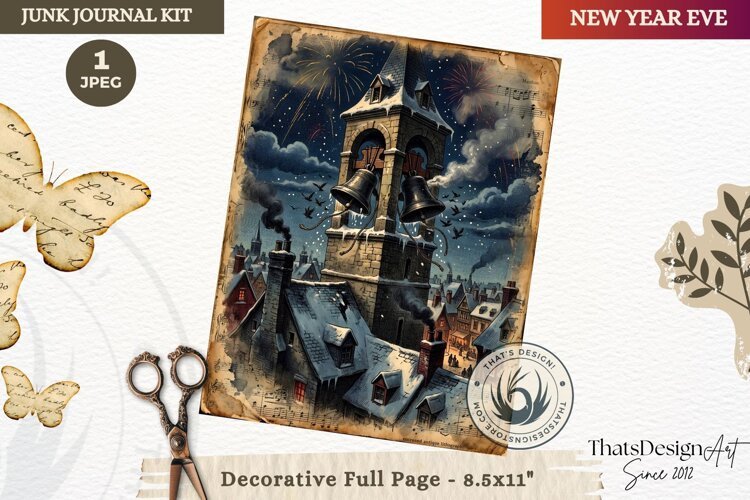 Vintage New Year Junk Journal useful Page for scrapbooking example image 1