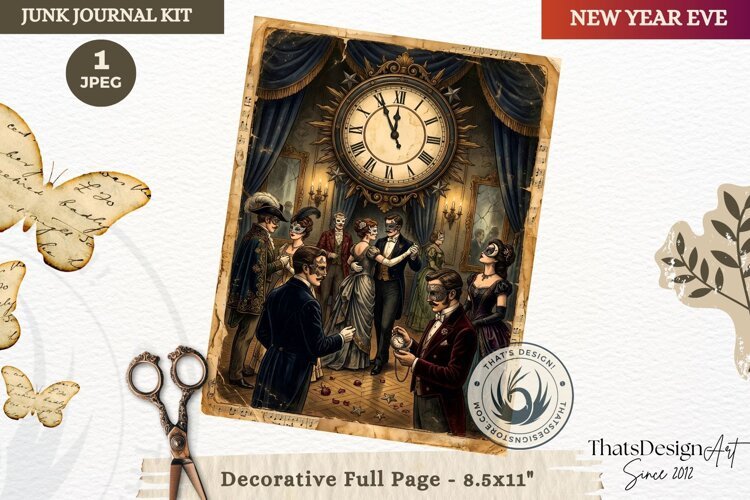 Vintage New Year Junk Journal useful Page for scrapbooking example image 1