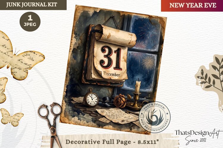 Vintage New Year Junk Journal useful Page for scrapbooking example image 1