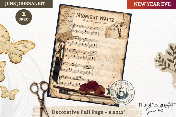 Vintage New Year Junk Journal useful Page for scrapbooking example image 1