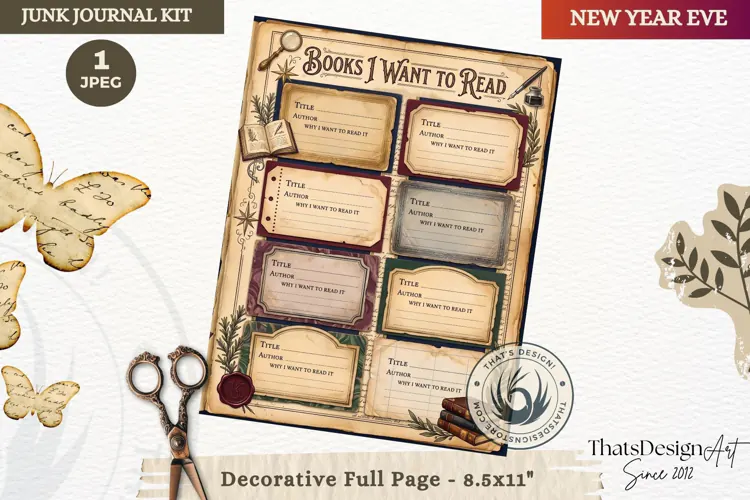 Vintage New Year Junk Journal useful Page for scrapbooking