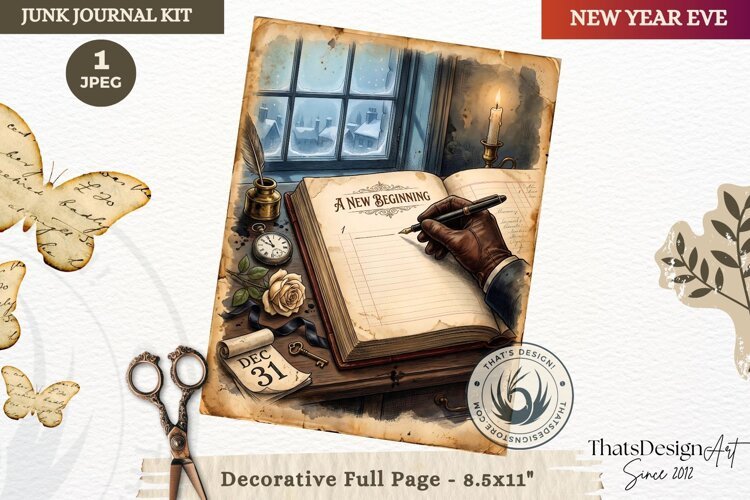 Vintage New Year Junk Journal useful Page for scrapbooking example image 1