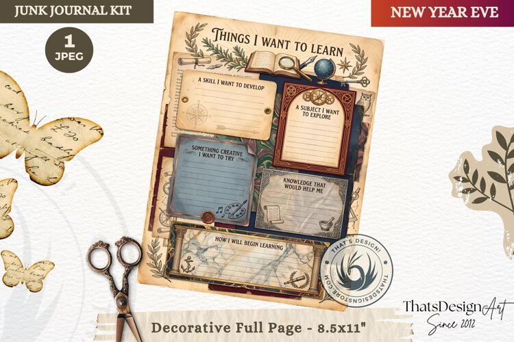 Vintage New Year Junk Journal useful Page for scrapbooking example image 1