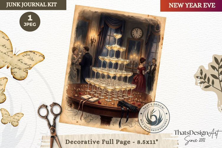 Vintage New Year Junk Journal useful Page for scrapbooking example image 1