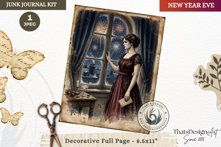 Vintage New Year Junk Journal useful Page for scrapbooking example image 1