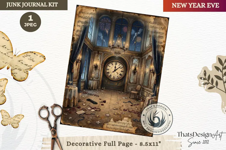 Vintage New Year Junk Journal useful Page for scrapbooking