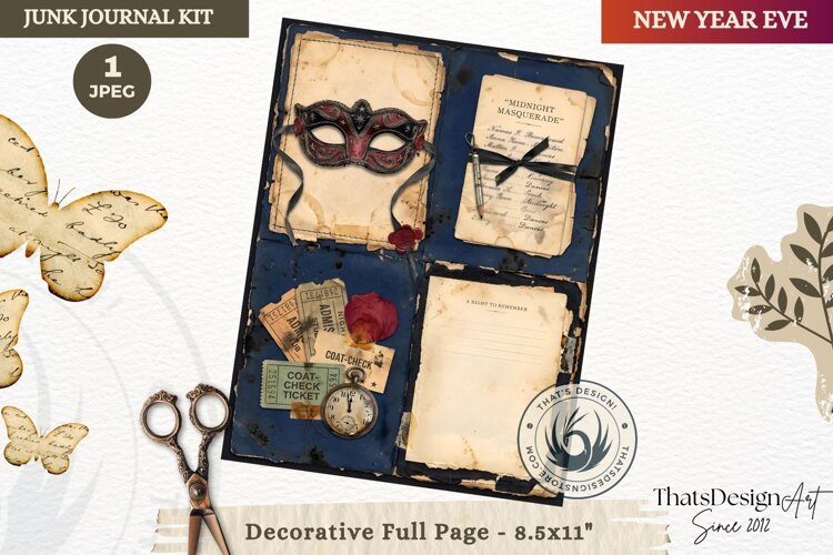Vintage New Year Junk Journal useful Page for scrapbooking example image 1