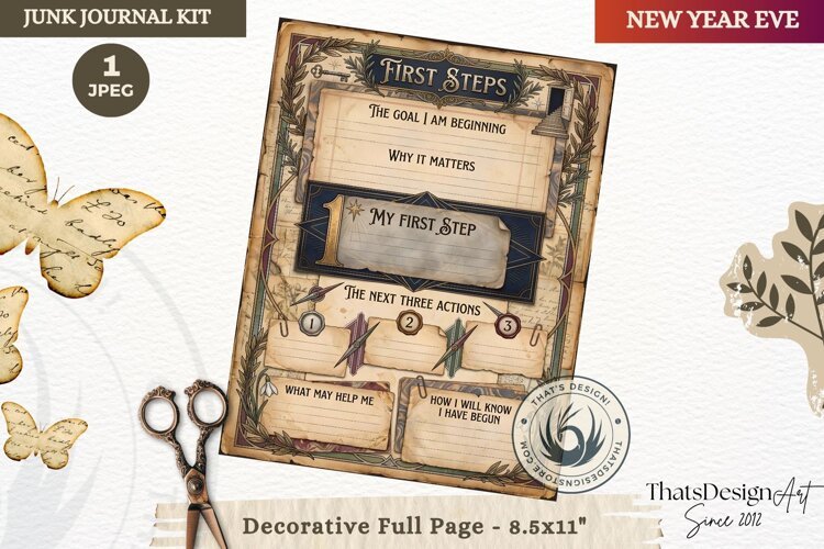 Vintage New Year Junk Journal useful Page for scrapbooking example image 1