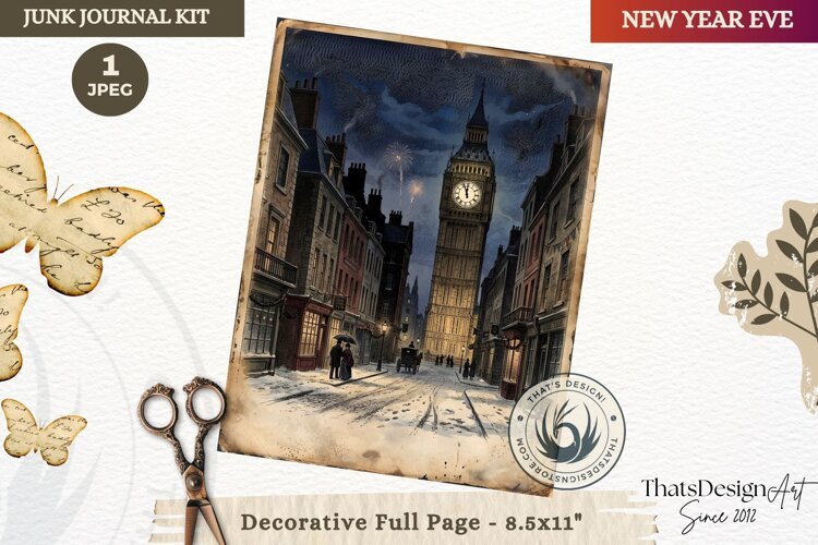 Vintage New Year Junk Journal useful Page for scrapbooking example image 1