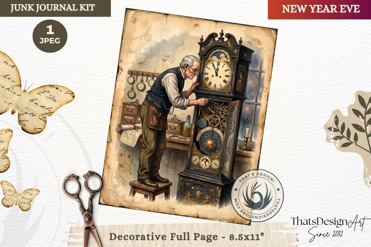 Vintage New Year Junk Journal useful Page for scrapbooking example image 1