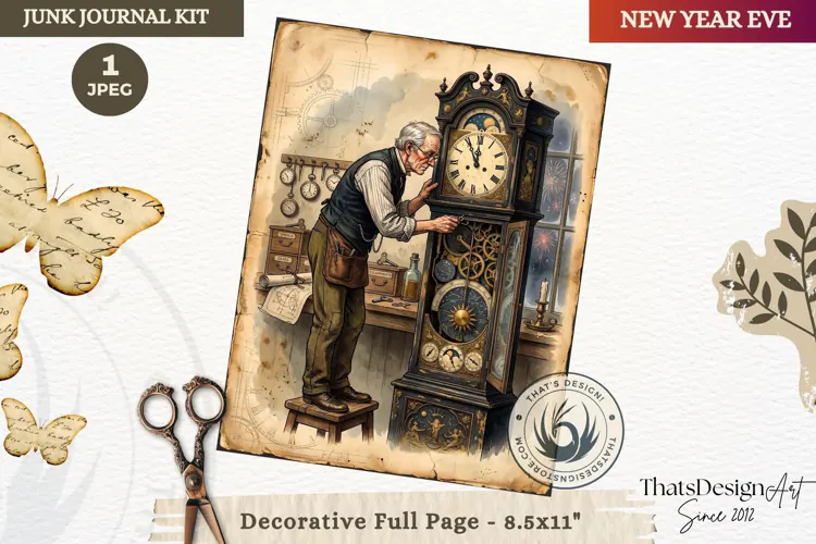 Vintage New Year Junk Journal useful Page for scrapbooking