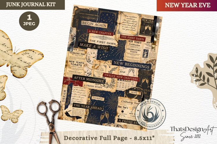 Vintage New Year Junk Journal useful Page for scrapbooking example image 1