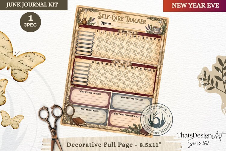Vintage New Year Junk Journal planning Page for scrapbooking example image 1