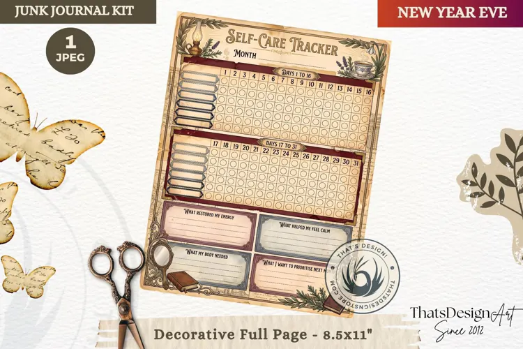 Vintage New Year Junk Journal planning Page for scrapbooking