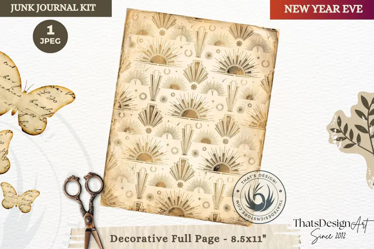 Vintage New Year Junk Journal useful Page for scrapbooking