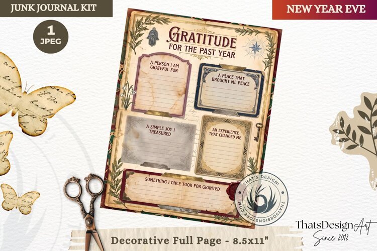 Vintage New Year Junk Journal useful Page for scrapbooking example image 1