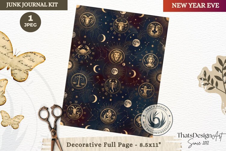 Vintage New Year Junk Journal useful Page for scrapbooking example image 1