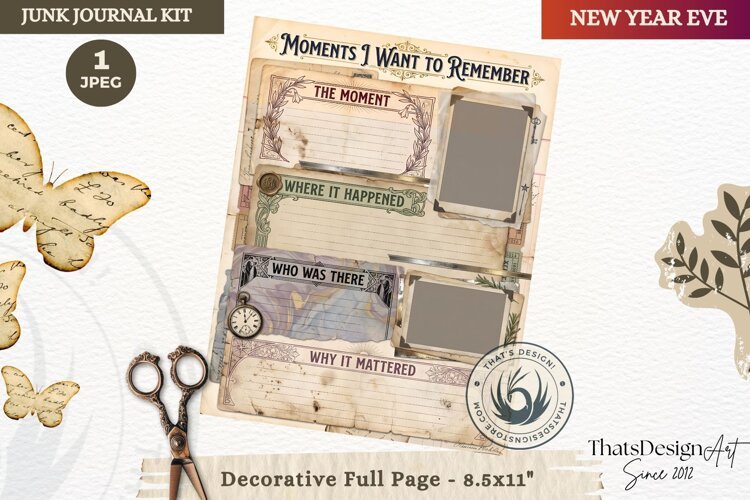 Vintage New Year Junk Journal useful Page for scrapbooking example image 1