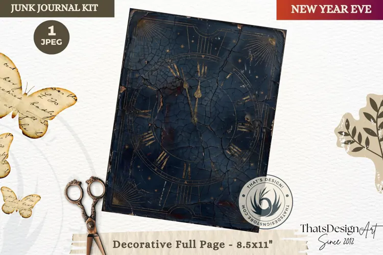 Vintage New Year Junk Journal useful Page for scrapbooking