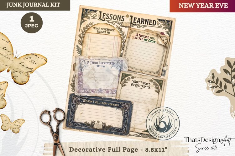 Vintage New Year Junk Journal useful Page for scrapbooking example image 1