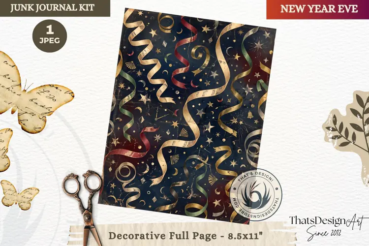 Vintage New Year Junk Journal useful Page for scrapbooking