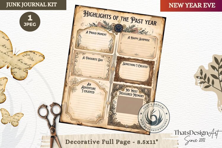 Vintage New Year Junk Journal useful Page for scrapbooking example image 1