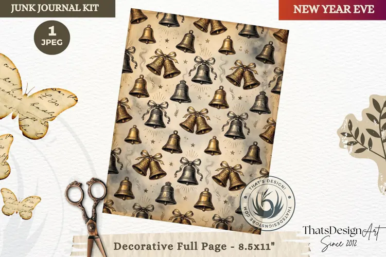 Vintage New Year Junk Journal useful Page for scrapbooking