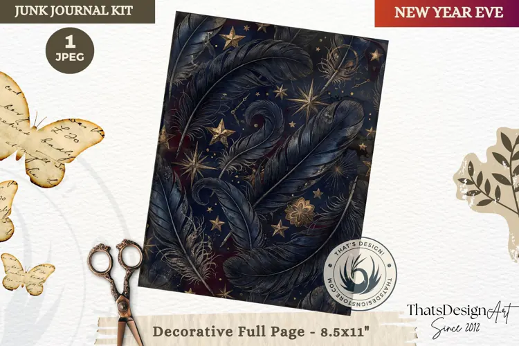 Vintage New Year Junk Journal useful Page for scrapbooking