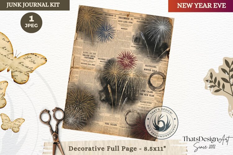 Vintage New Year Junk Journal useful Page for scrapbooking example image 1