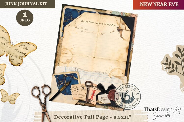 Vintage New Year Junk Journal useful Page for scrapbooking example image 1