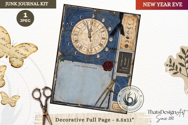 Vintage New Year Junk Journal useful Page for scrapbooking example image 1
