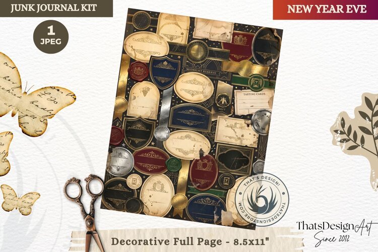 Vintage New Year Junk Journal useful Page for scrapbooking example image 1