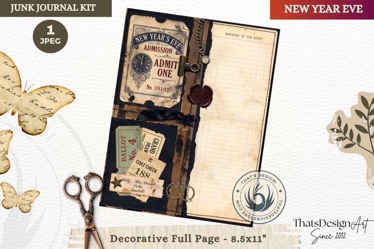 Vintage New Year Junk Journal useful Page for scrapbooking example image 1