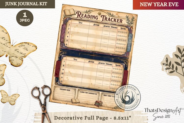 Vintage New Year Junk Journal planning Page for scrapbooking example image 1