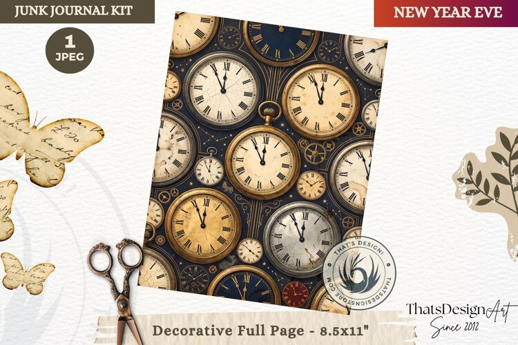 Vintage New Year Junk Journal useful Page for scrapbooking example image 1