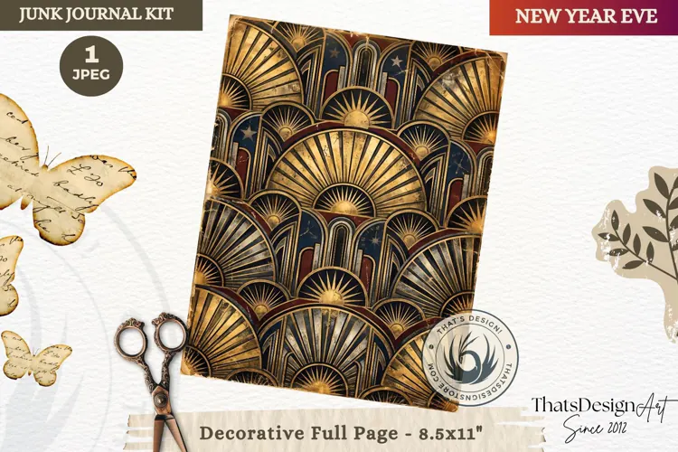 Vintage New Year Junk Journal useful Page for scrapbooking