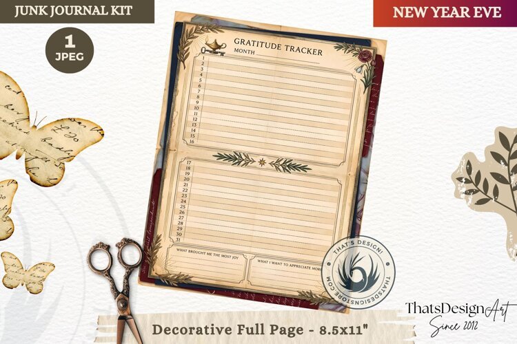 Vintage New Year Junk Journal planning Page for scrapbooking example image 1