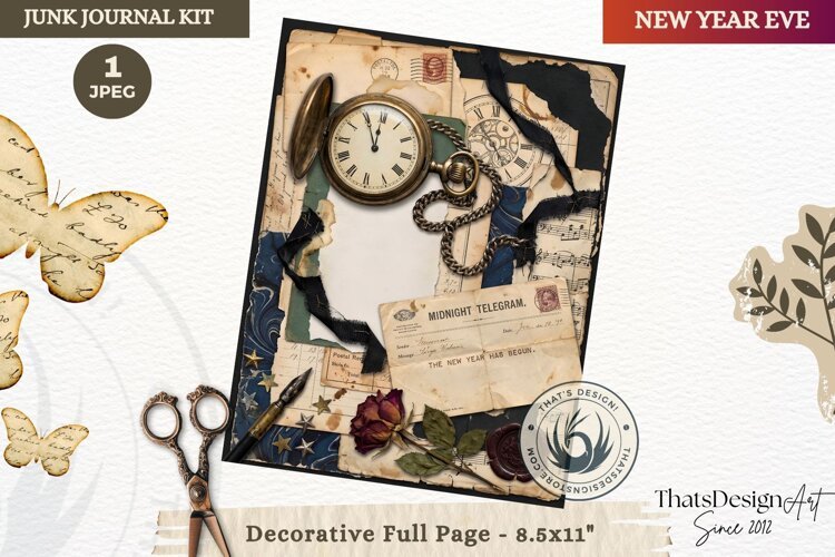 Vintage New Year Junk Journal useful Page for scrapbooking example image 1