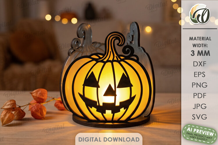 Decorative Glass Night Light Laser Cut. Tea Light Holder SVG example image 1