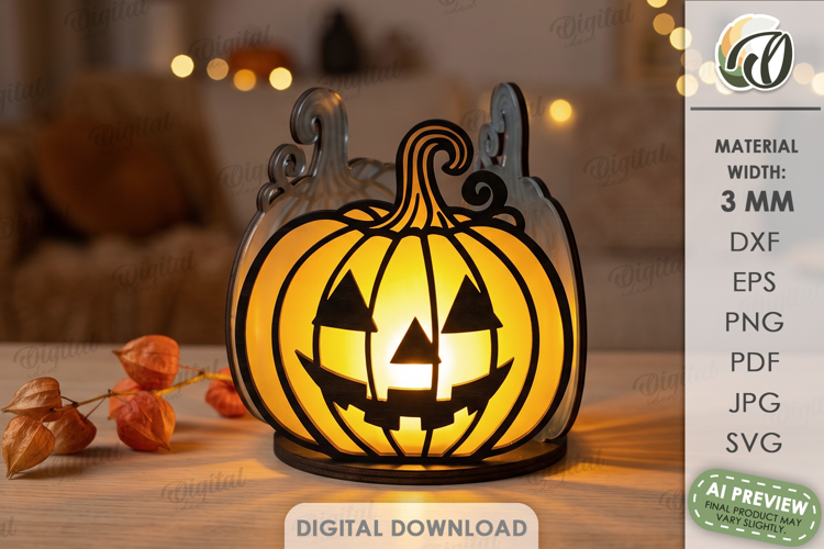 Decorative Glass Night Light Laser Cut. Tea Light Holder SVG