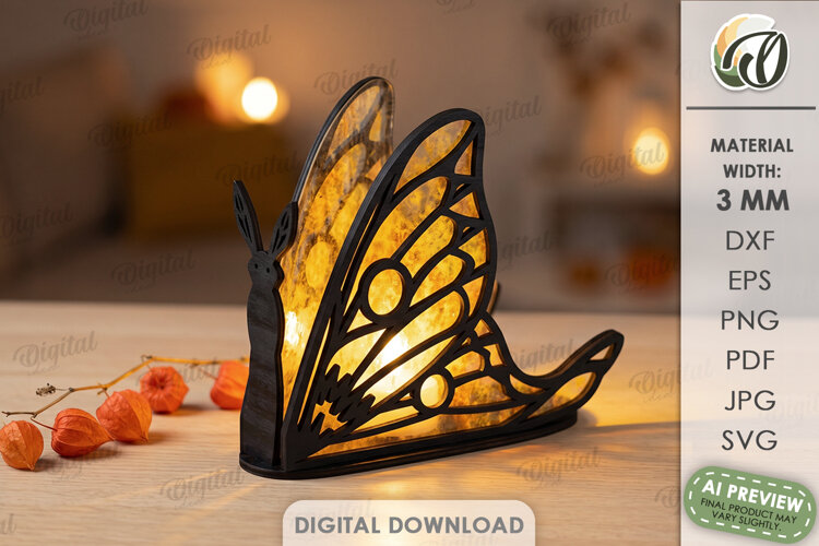 Decorative Glass Night Light Laser Cut. Tea Light Holder SVG example image 1