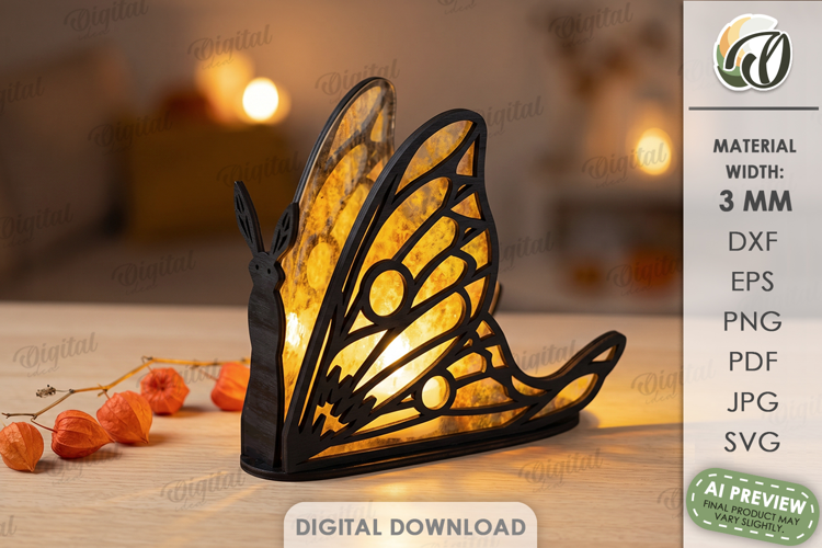 Decorative Glass Night Light Laser Cut. Tea Light Holder SVG