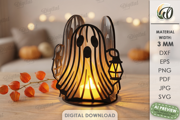 Decorative Glass Night Light Laser Cut. Tea Light Holder SVG