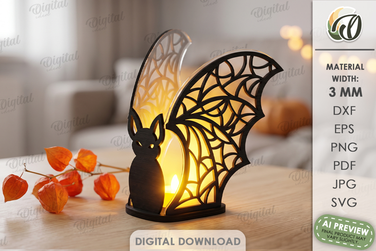 Decorative Glass Night Light Laser Cut. Tea Light Holder SVG
