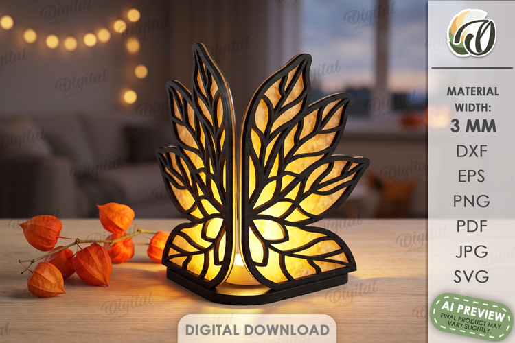 Decorative Glass Night Light Laser Cut. Tea Light Holder SVG