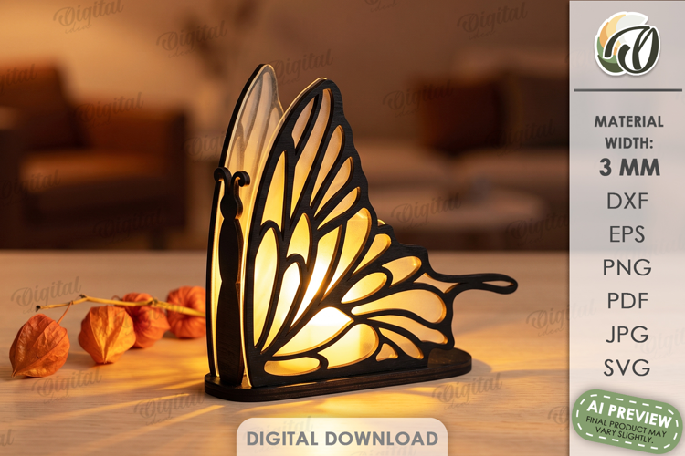 Decorative Glass Night Light Laser Cut. Tea Light Holder SVG