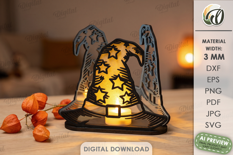 Decorative Glass Night Light Laser Cut. Tea Light Holder SVG