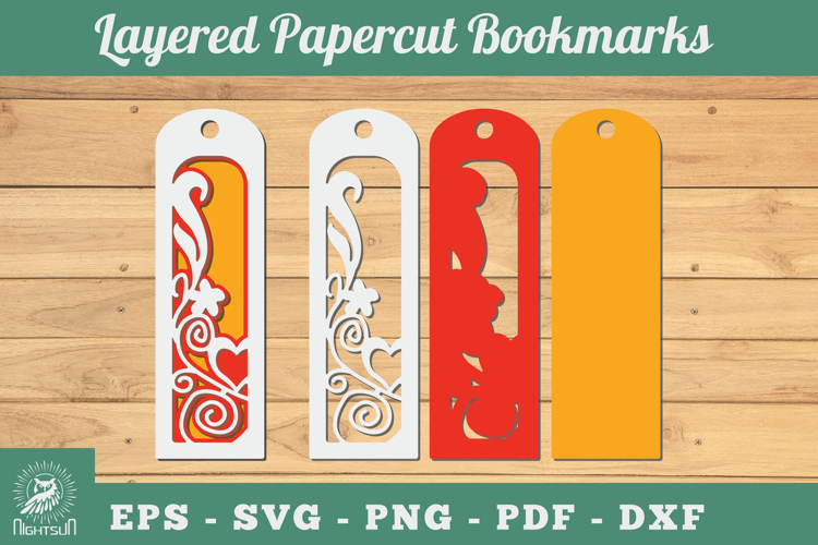 Decorative Heart 3D Papercut Bookmarks SVG