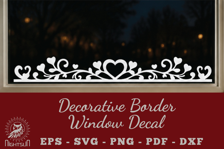 Decorative Heart Border Window Decal SVG