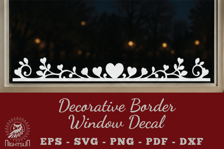 Decorative Heart Border Window Decal SVG